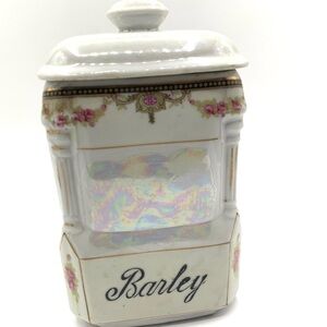 Vintage Hand Painted Japan Lusterware Barley Ceramic Canister